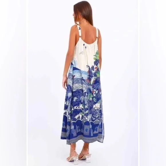 FARM Rio Blue and White Midi Dress - Picture 2 of 13